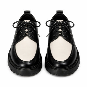 Mens Black and White Plain Toe Formal Shoe